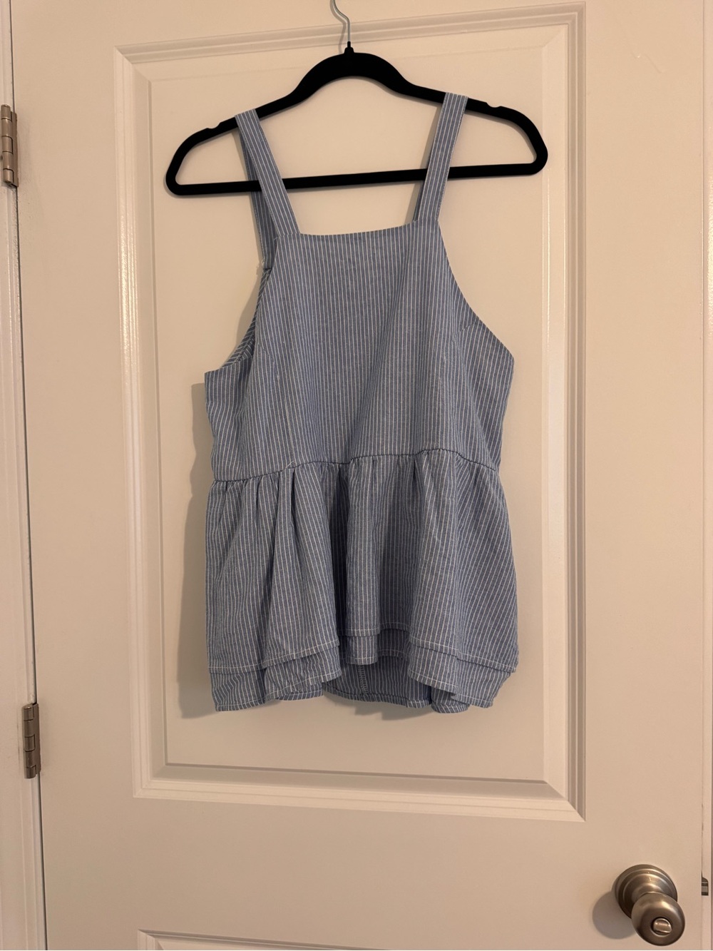 PPLA Light Blue and White Striped Peplum Tank